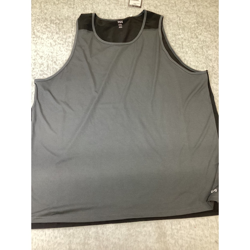 DSG Mens Blocked Run Tank Dark Gray XXL Moisture Wicking Athletic Gym Shirt NWT